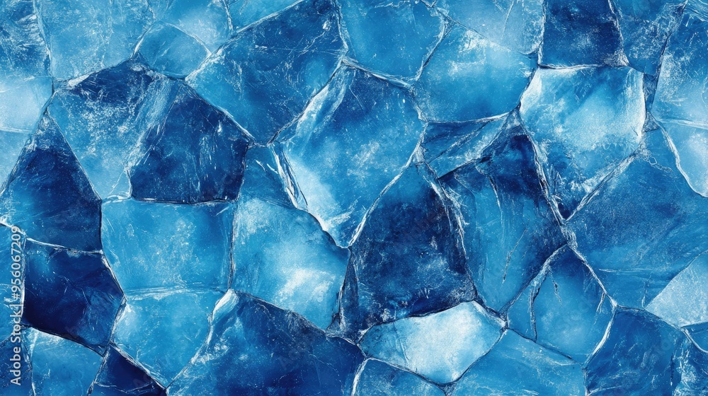 Abstract cracked ice pattern in shades of blue, creating a seamless frozen texture Abstract cracked ice pattern in shades of blue, creating a seamless frozen texture