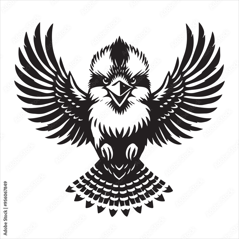 Obraz premium Basic Dacelo novaeguineae Clipart - Black and White Kookaburra Illustration
