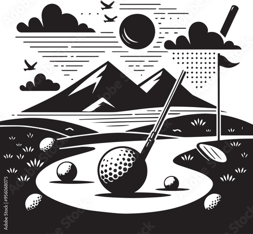 A man play golf in the forest  AI vector