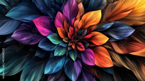 Wallpaper Mural Closeup photo of a vibrant flower made of leaves and petals Torontodigital.ca