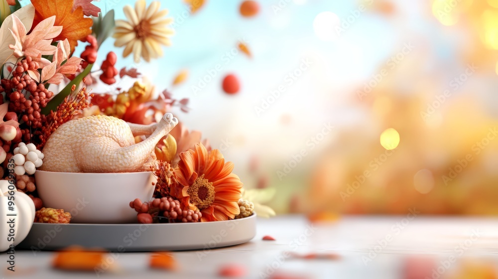 Thanksgiving table, turkey, pies Thanksgiving table, turkey, pies