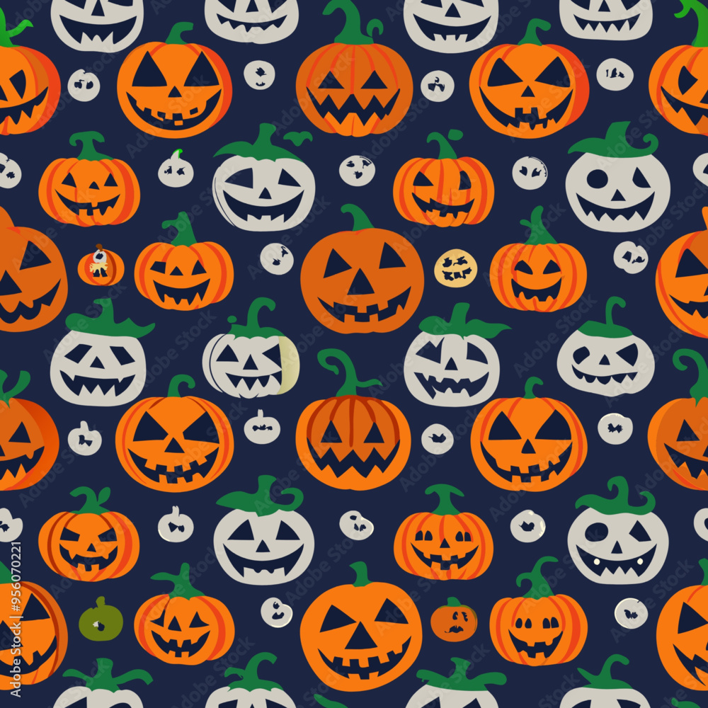 Halloween-Themed Pumpkin Pattern for Print-on-Demand T-Shirts and Seasonal Apparel Halloween-Themed Pumpkin Pattern for Print-on-Demand T-Shirts and Seasonal Apparel