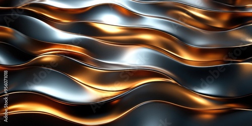 Metallic waves in silver and gold textures photo