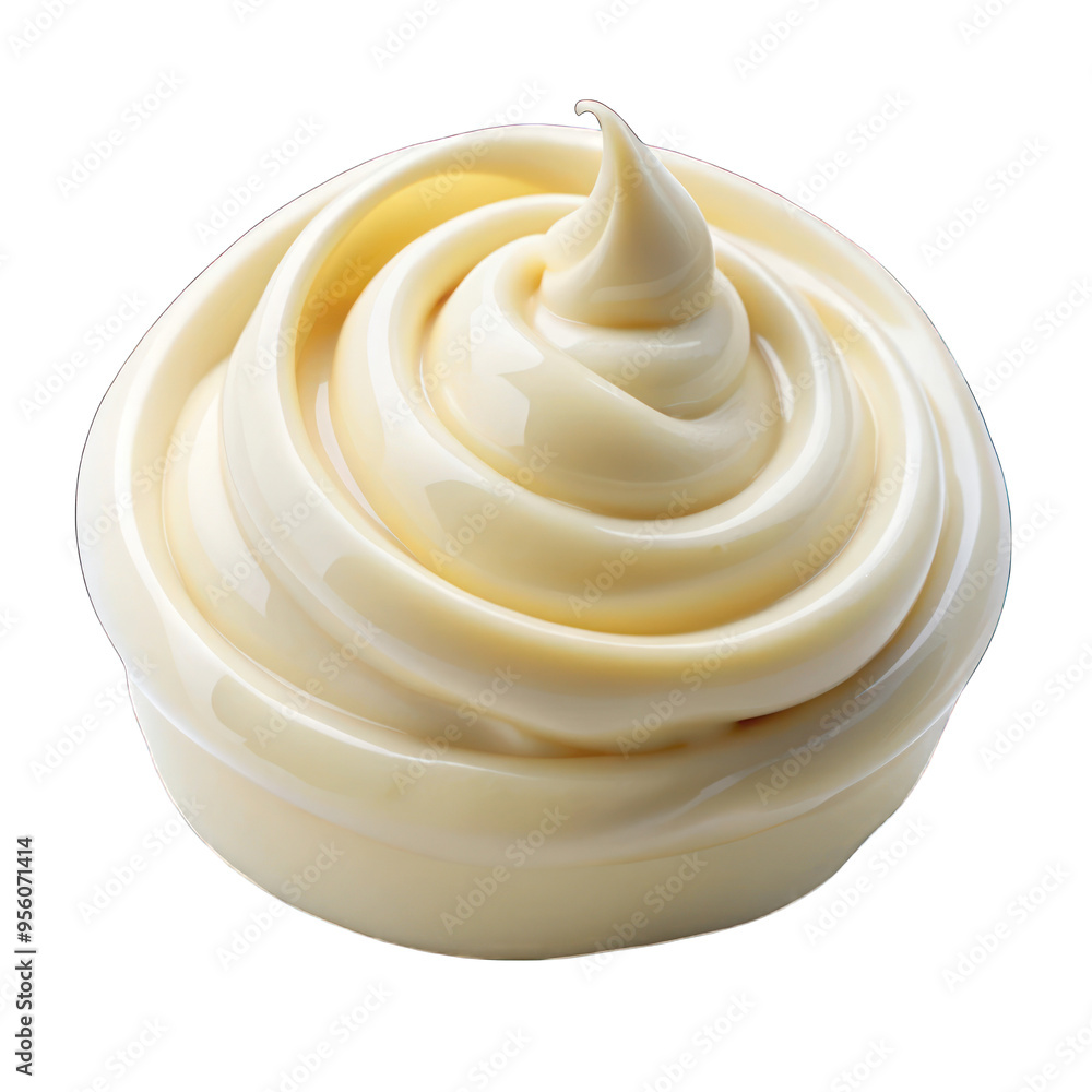 Creamy white swirled mayonnaise isolated on transparent background Creamy white swirled mayonnaise isolated on transparent background