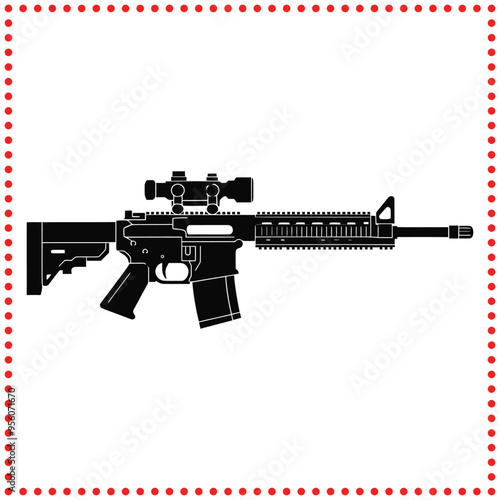 Bold Gun Vector Design   Great for Military, Shooting Sports, and Tactical Themed Projects photo