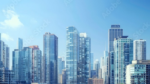 Modern Skyscrapers Against a Blue Sky.