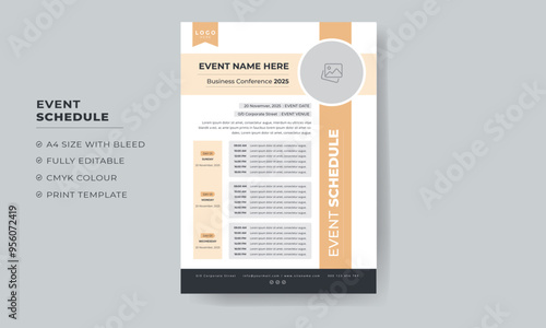 Event Schedule design template for business or meeting, Daily Event Schedule design template  