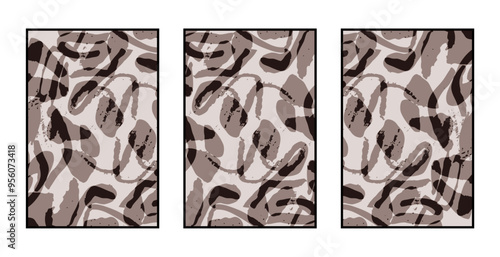 Set of 3 Abstract pattern. Illustration for printing on wall decorations. For use in graphics.