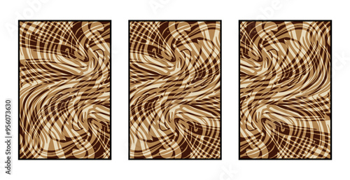 Set of 3 Abstract pattern. Illustration for printing on wall decorations. For use in graphics.