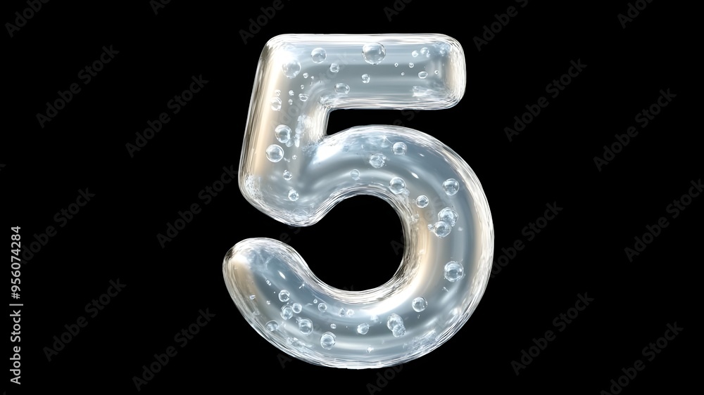 A combination of small ice cool water drops into the number A combination of small ice cool water drops into the number