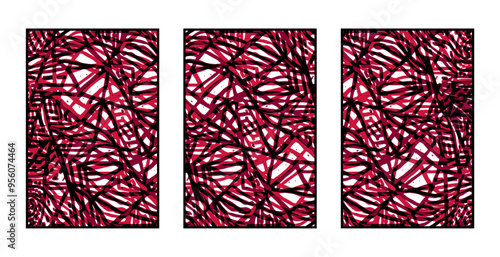 Set of 3 Abstract pattern. Illustration for printing on wall decorations. For use in graphics.