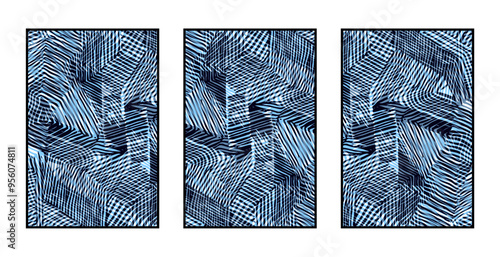 Set of 3 Abstract pattern. Illustration for printing on wall decorations. For use in graphics.