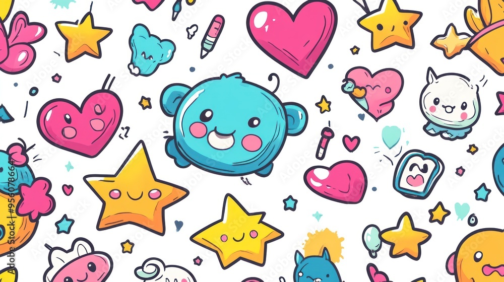 Cute Cartoon Doodle Pattern Cute Cartoon Doodle Pattern