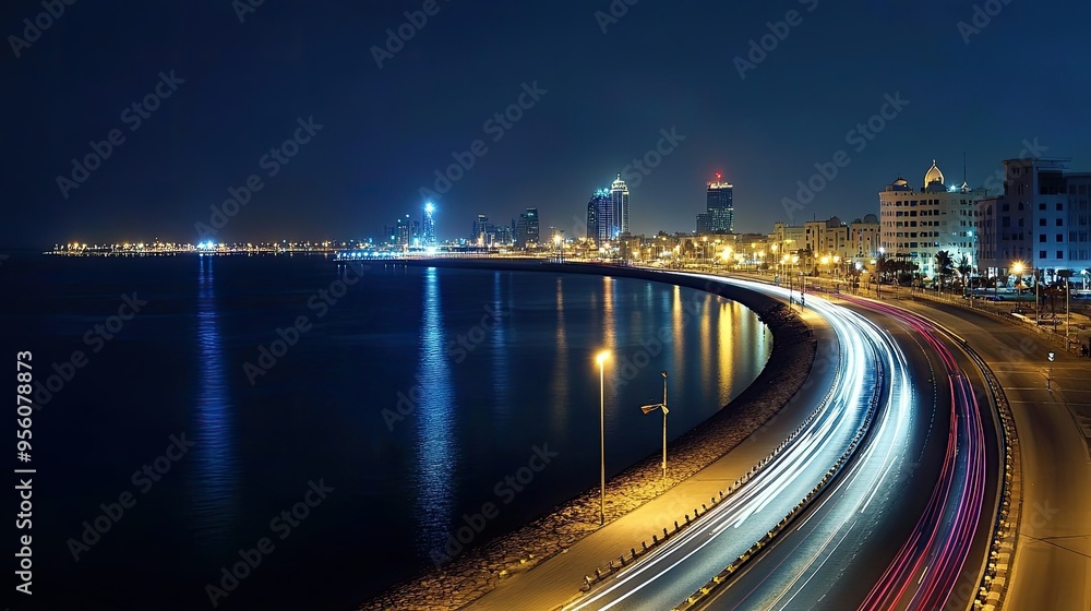 Night view of the Sheikh Isa bin Salman Causeway connecting Manama to Muharraq Island. Night view of the Sheikh Isa bin Salman Causeway connecting Manama to Muharraq Island.