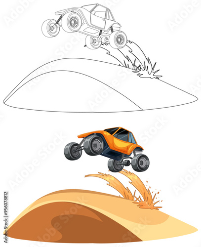 Off-Road Buggy Jumping Over Dune