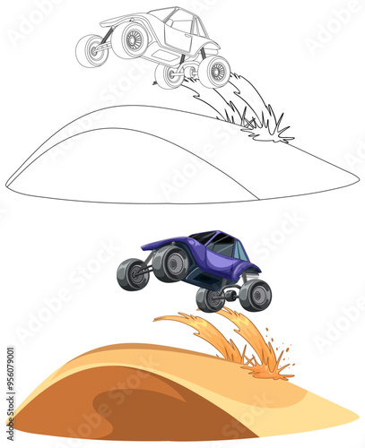 Off-Road Buggy Jumping Over Dune