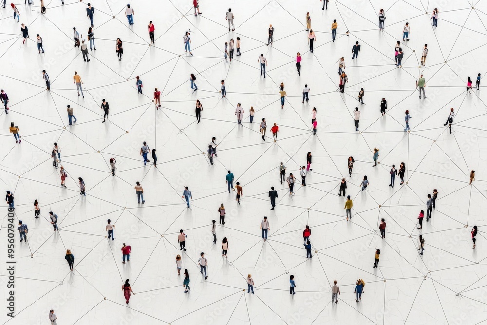 Simple people shapes connected by lines created with Generative AI Simple people shapes connected by lines created with Generative AI