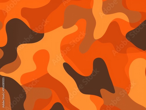 Camouflage pattern design poster background in Orange 