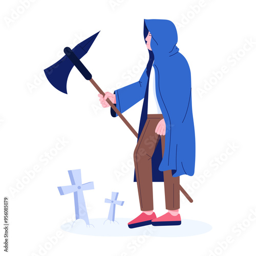 Character based flat illustration of death 
