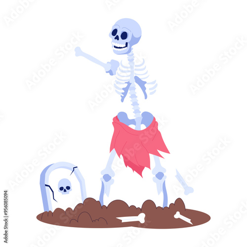 Scary illustration of grave in flat style 