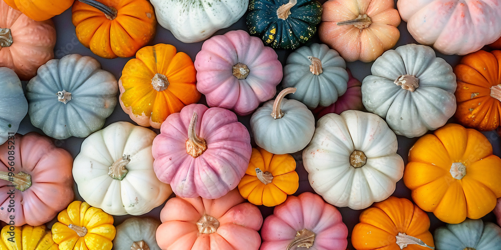 Banner with colorful pumpkins Banner with colorful pumpkins