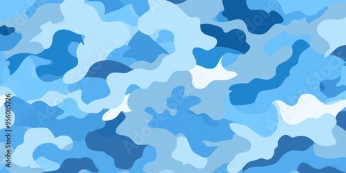 Camouflage pattern design poster background in Sky Blue 