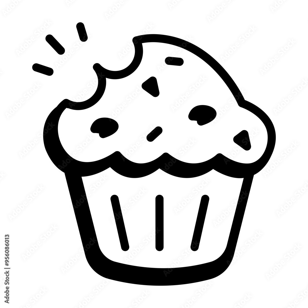 A sketchy icon of delicious muffin A sketchy icon of delicious muffin