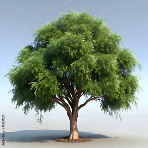 A lush. 3D rendered California Pepper Tree with a spreading canopy and intricate trunk. perfect for landscaping. garden designs. and environmental illustrations. photo