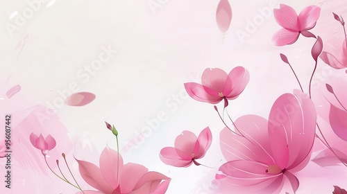 Stunning Pink Flowers with Minimalist Style Background: A Delicate and Elegant Visual. Showcasing Softness and Charm