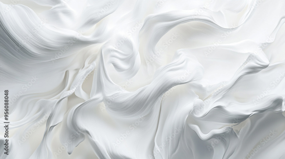 Obraz premium Elegant abstract white swirl illustration showcasing soft textures and fluid shapes