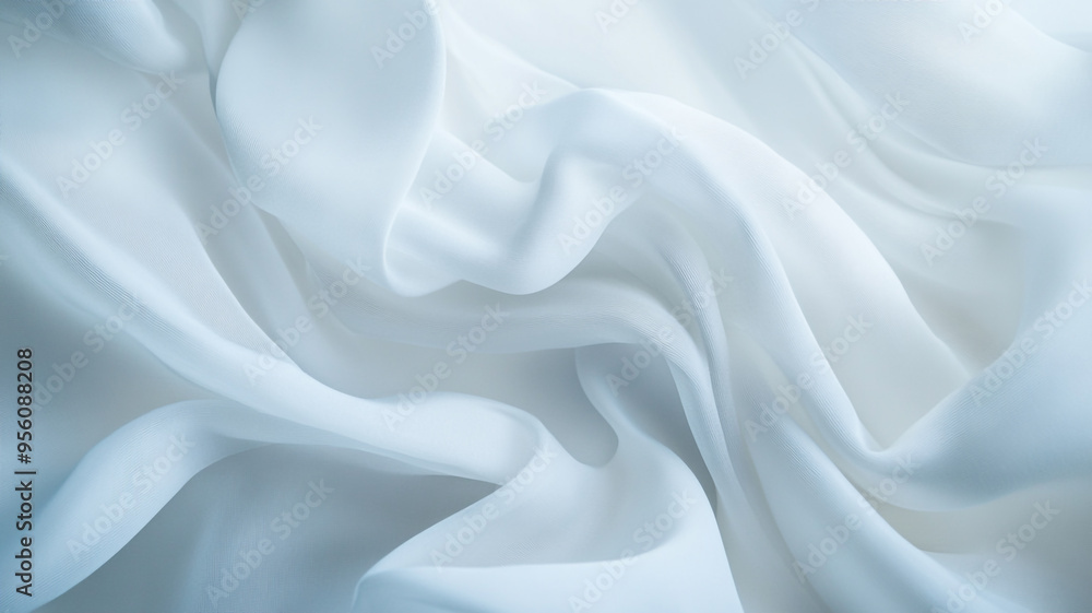 Soft white silk fabric gently draped with smooth, flowing textures and subtle light reflections Soft white silk fabric gently draped with smooth, flowing textures and subtle light reflections