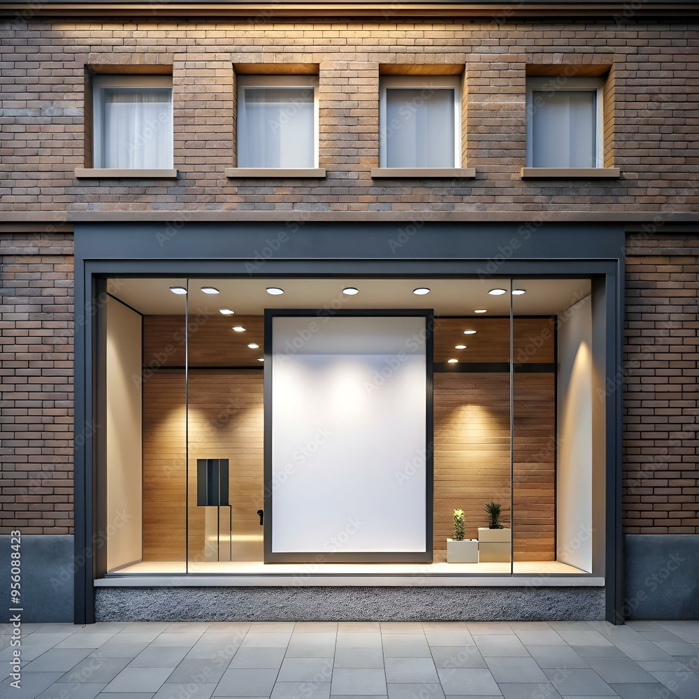 A blank storefront display window with spotlights. perfect for showcasing your business or products. A blank storefront display window with spotlights. perfect for showcasing your business or products.