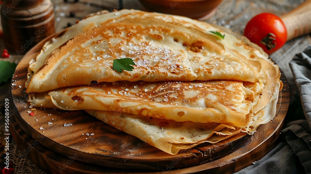 Homemade flavorful pancakes with meat filling Homemade flavorful pancakes with meat filling