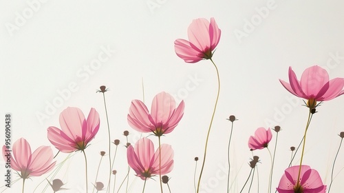 Stunning Pink Flowers with Minimalist Style Background: A Delicate and Elegant Visual. Showcasing Softness and Charm.