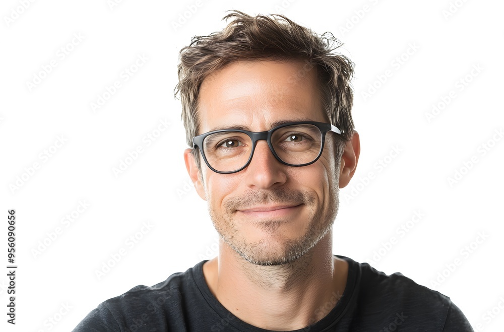 portrait of a handsome smiling man with glasses on an isolated white background portrait of a handsome smiling man with glasses on an isolated white background