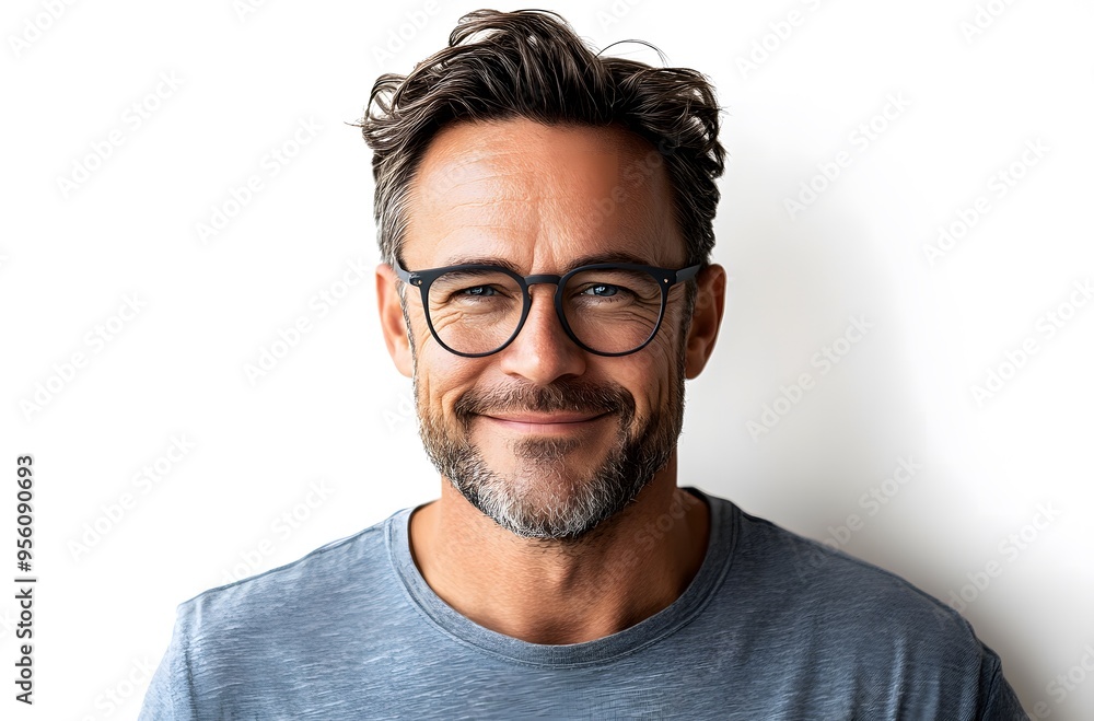 portrait of a handsome smiling man with glasses on an isolated white background portrait of a handsome smiling man with glasses on an isolated white background