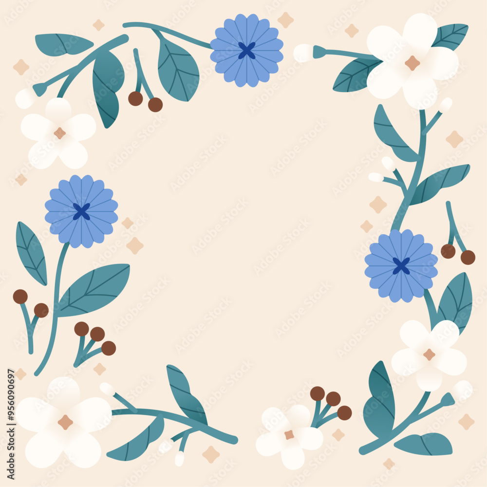 Obraz premium minimal flower frame dacoration vector graphic