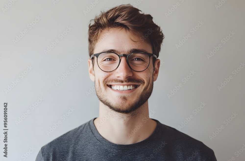 portrait of a handsome smiling man with glasses on an isolated white background portrait of a handsome smiling man with glasses on an isolated white background