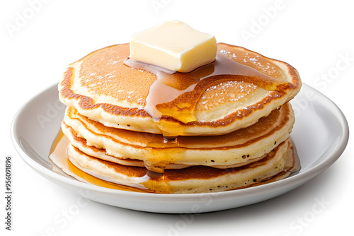 A stack of pancakes with butter on top