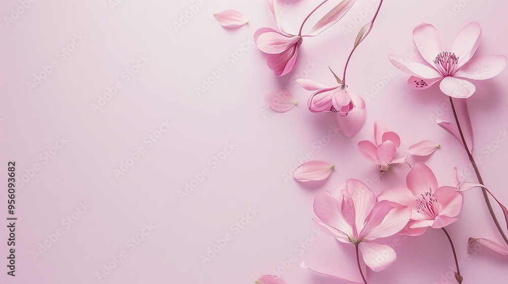 Stunning Pink Flowers with Minimalist Style Background: A Delicate and Elegant Visual. Showcasing Softness and Charm. Stunning Pink Flowers with Minimalist Style Background: A Delicate and Elegant Visual. Showcasing Softness and Charm.