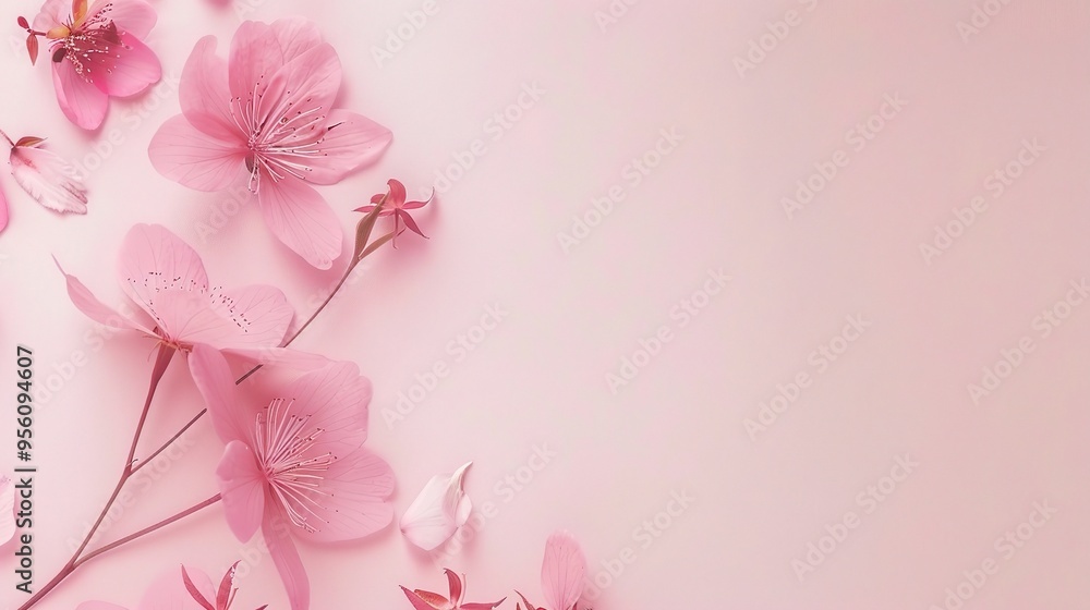 Stunning Pink Flowers with Minimalist Style Background: A Delicate and Elegant Visual. Showcasing Softness and Charm. Stunning Pink Flowers with Minimalist Style Background: A Delicate and Elegant Visual. Showcasing Softness and Charm.