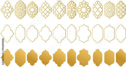Moroccan Arabic frames. Png transparent vignettes bundle arabic style. Arabian pattern. Moroccan window