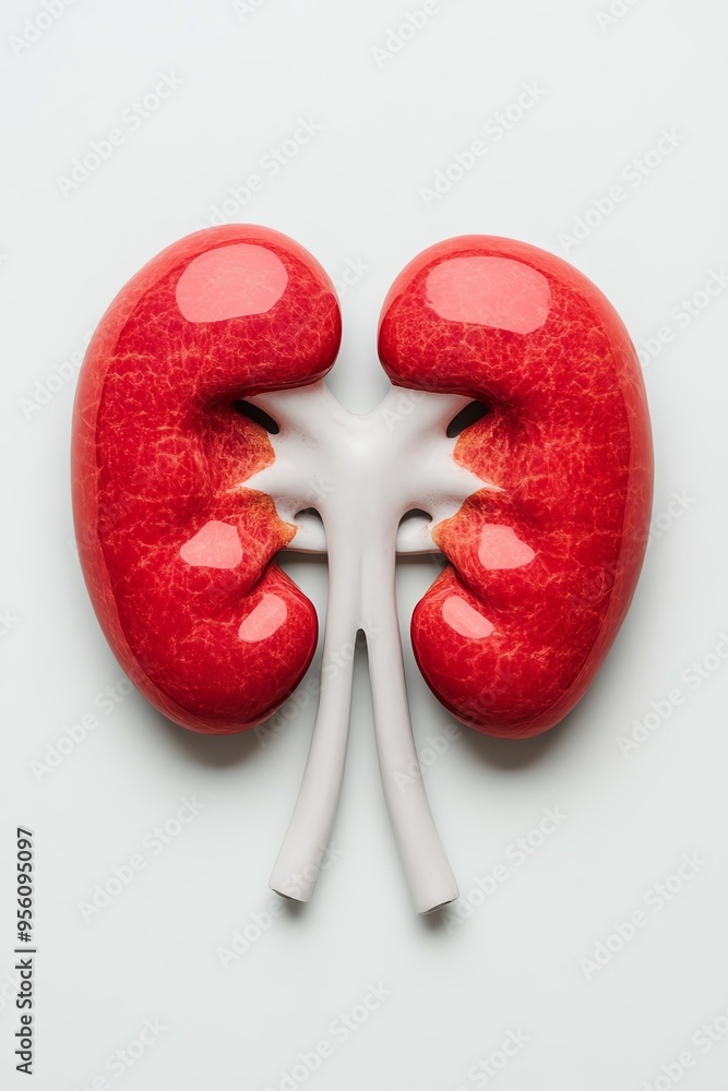 Human kidney model on white background. Human kidney model on white background.