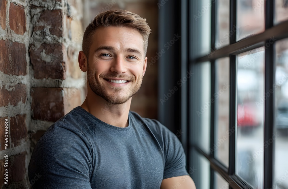Obraz premium Portrait of a smiling handsome male entrepreneur,headshot