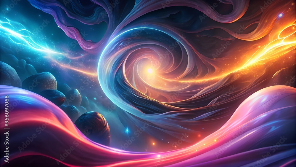 Vibrant Cosmic Swirl with Energy Currents in a Surreal Space Setting Vibrant Cosmic Swirl with Energy Currents in a Surreal Space Setting