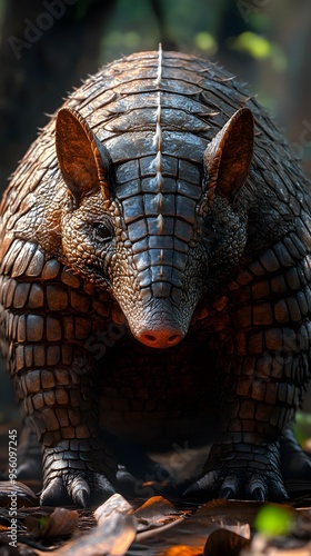 High-Resolution Close-Up of an Armadillo Capturing Every Intricate Detail in Realistic Quality photo