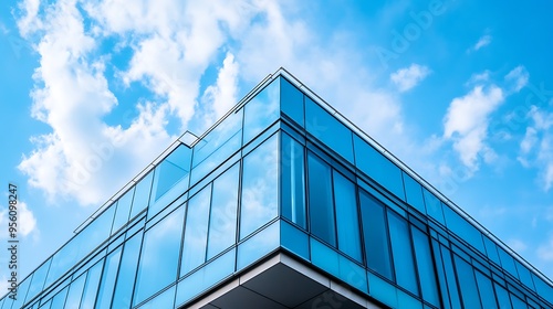 Modern Glass Building Against a Blue Sky