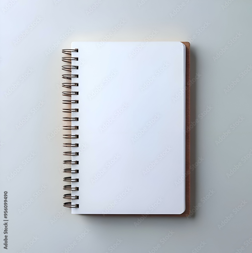 Blank notebook mockup with white pages and a copper spiral binding. Blank notebook mockup with white pages and a copper spiral binding.