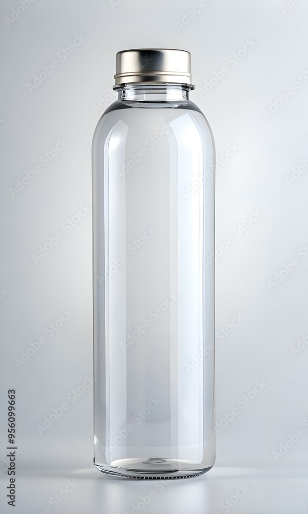 Clean and simple. this mockup showcases a clear glass water bottle with a silver cap. perfect for showcasing your product design or branding. Clean and simple. this mockup showcases a clear glass water bottle with a silver cap. perfect for showcasing your product design or branding.