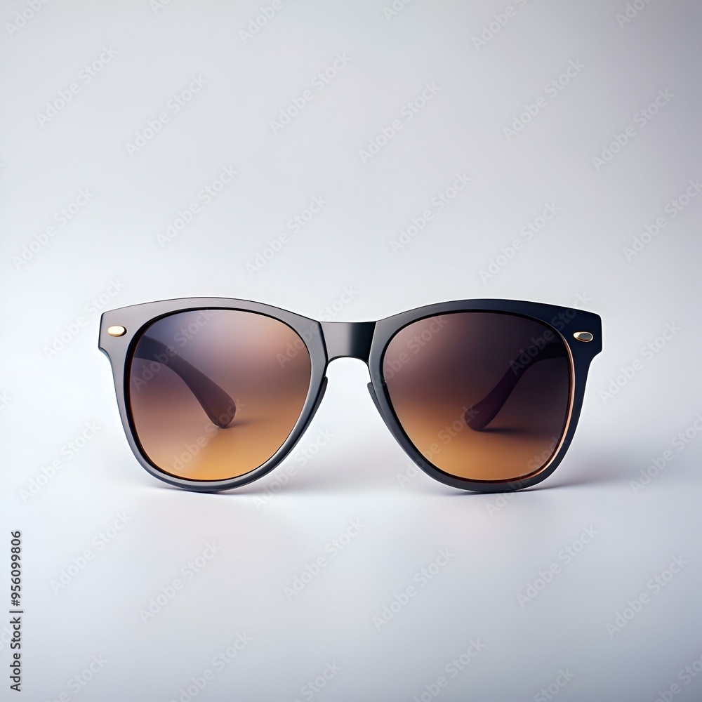 Stylish black sunglasses with a gradient brown lens. Stylish black sunglasses with a gradient brown lens.